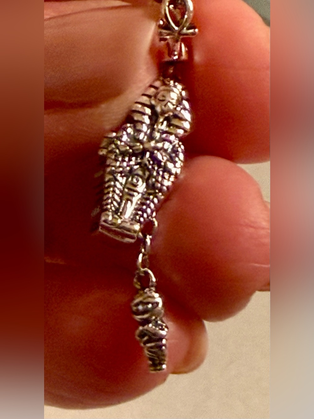 Charm / pendant - hinged egyptian coffin that opens to tiny mummy inside NEW!